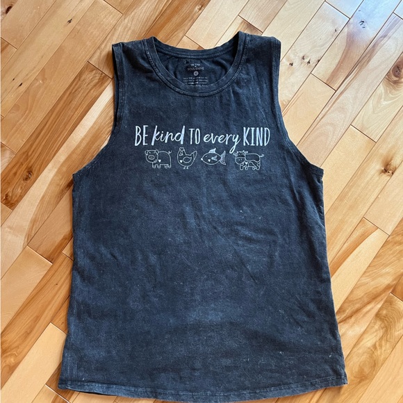 Dark Grey Sleeveless Vegan Activist T-shirt - Picture 2 of 8